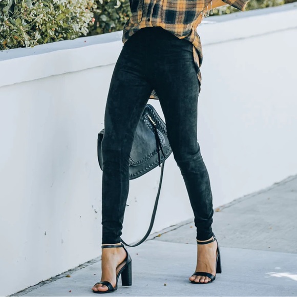 💜Vici Collection💜Hudson High Rise Faux Suede Leggings-Black - Picture 2 of 12